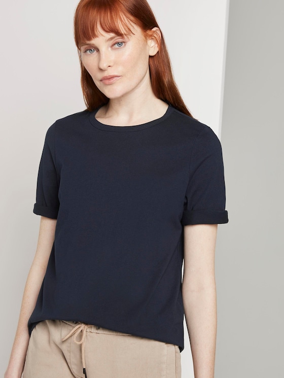 Simple T-shirt - Women - Sky Captain Blue Simple T-shirt - Women - Sky Captain Blue - 5 - TOM TAILOR