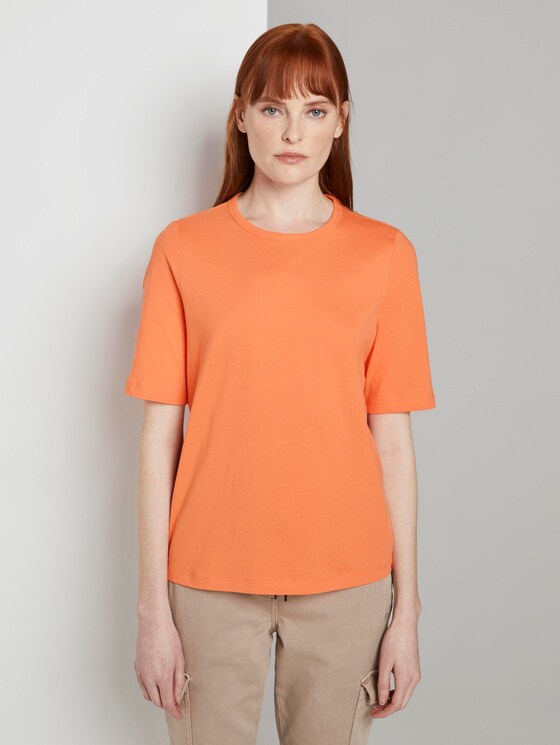 Schlichtes T-Shirt - Frauen - fruity melon orange Schlichtes T-Shirt - Frauen - fruity melon orange - 1 - TOM TAILOR