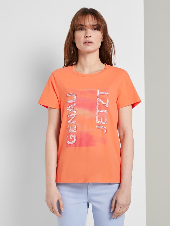Nena & Larissa: T-Shirt mit Schrift-Print - Frauen - fruity melon orange Nena & Larissa: T-Shirt mit Schrift-Print - Frauen - fruity melon orange - 1 - TOM TAILOR