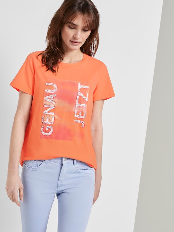 Nena & Larissa: T-Shirt mit Schrift-Print - Frauen - fruity melon orange Nena & Larissa: T-Shirt mit Schrift-Print - Frauen - fruity melon orange - 5 - TOM TAILOR