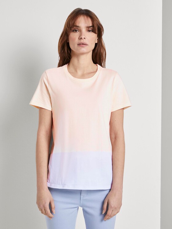 Nena & Larissa: T-Shirt mit Batik-Look - Frauen - blue beige dip dye Nena & Larissa: T-Shirt mit Batik-Look - Frauen - blue beige dip dye - 1 - TOM TAILOR