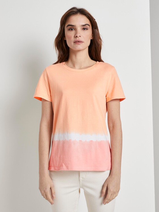 T-Shirt mit Batik-Look - Frauen - melon pink dip dye T-Shirt mit Batik-Look - Frauen - melon pink dip dye - 1 - TOM TAILOR