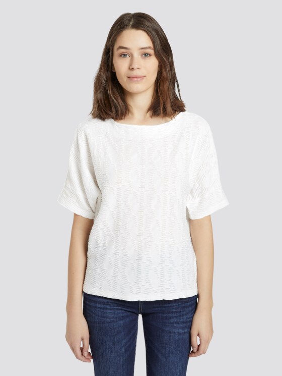 Strukturiertes T-Shirt - Frauen - Whisper White Strukturiertes T-Shirt - Frauen - Whisper White - 1 - TOM TAILOR