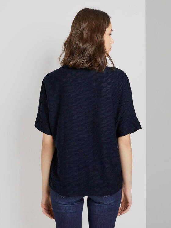 Textured T-shirt - Women - Sky Captain Blue Textured T-shirt - Women - Sky Captain Blue - 2 - TOM TAILOR
