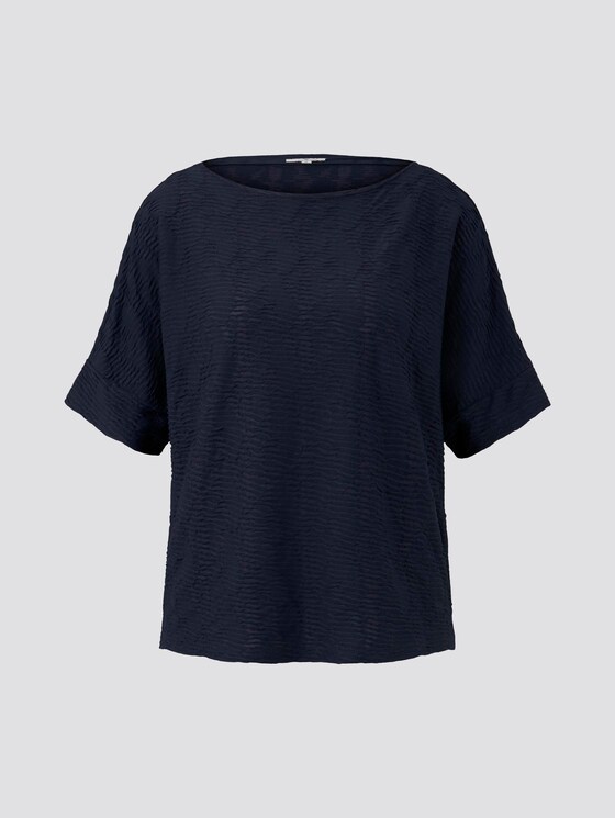 Textured T-shirt - Women - Sky Captain Blue Textured T-shirt - Women - Sky Captain Blue - 7 - TOM TAILOR