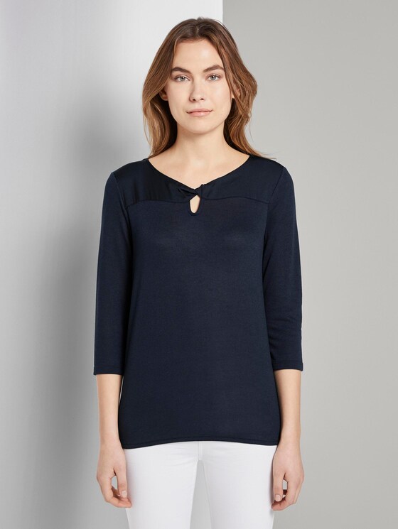 T-Shirt mit Cut-Out - Frauen - Sky Captain Blue T-Shirt mit Cut-Out - Frauen - Sky Captain Blue - 1 - TOM TAILOR