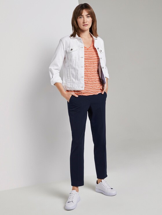 Gestreiftes T-Shirt - Frauen - melon offwhite stripe Gestreiftes T-Shirt - Frauen - melon offwhite stripe - 3 - TOM TAILOR