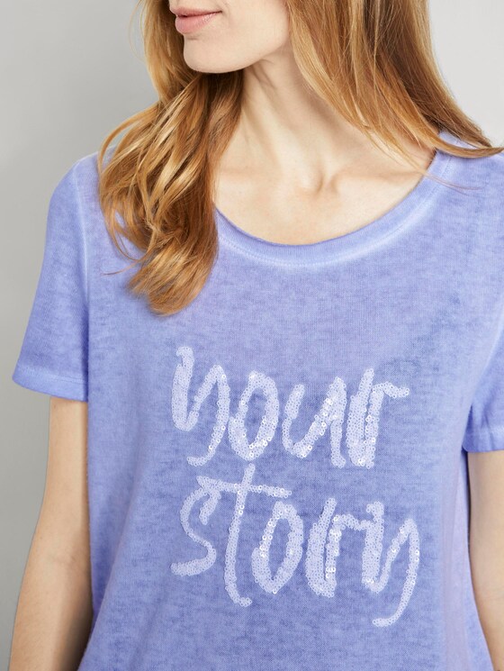T-Shirt mit Schrift-Print - Frauen - Parisienne Blue T-Shirt mit Schrift-Print - Frauen - Parisienne Blue - 9 - TOM TAILOR
