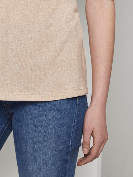Meliertes T-Shirt - Frauen - Alabaster Beige Mélange Meliertes T-Shirt - Frauen - Alabaster Beige Mélange - 10 - TOM TAILOR