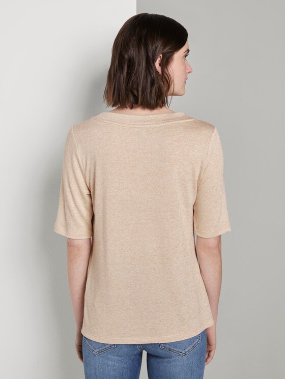 Meliertes T-Shirt - Frauen - Alabaster Beige Mélange Meliertes T-Shirt - Frauen - Alabaster Beige Mélange - 2 - TOM TAILOR