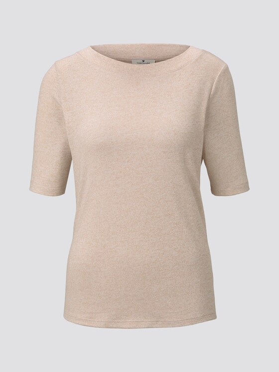 Meliertes T-Shirt - Frauen - Alabaster Beige Mélange Meliertes T-Shirt - Frauen - Alabaster Beige Mélange - 7 - TOM TAILOR