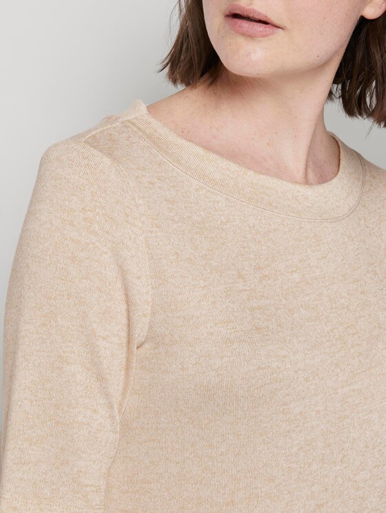 Meliertes T-Shirt - Frauen - Alabaster Beige Mélange Meliertes T-Shirt - Frauen - Alabaster Beige Mélange - 9 - TOM TAILOR