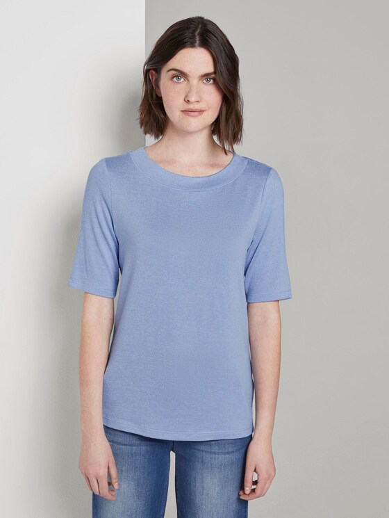 Meliertes T-Shirt - Frauen - parisienne blue melange Meliertes T-Shirt - Frauen - parisienne blue melange - 1 - TOM TAILOR