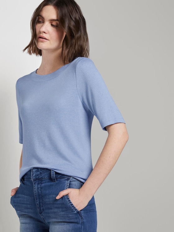 Meliertes T-Shirt - Frauen - parisienne blue melange Meliertes T-Shirt - Frauen - parisienne blue melange - 5 - TOM TAILOR