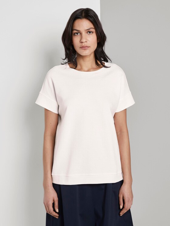 Strukturiertes T-Shirt - Frauen - Whisper White Strukturiertes T-Shirt - Frauen - Whisper White - 1 - TOM TAILOR