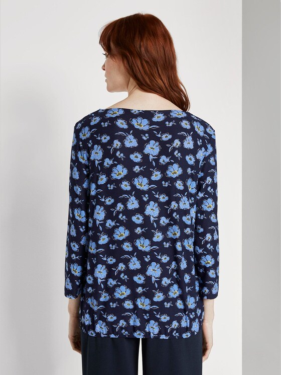 3/4 Shirt mit Henley-Ausschnitt - Frauen - navy flower design 3/4 Shirt mit Henley-Ausschnitt - Frauen - navy flower design - 2 - TOM TAILOR