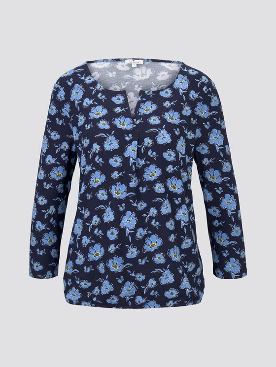 3/4 Shirt mit Henley-Ausschnitt - Frauen - navy flower design 3/4 Shirt mit Henley-Ausschnitt - Frauen - navy flower design - 7 - TOM TAILOR