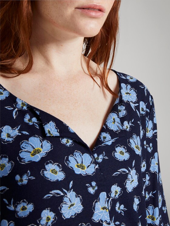 3/4 Shirt mit Henley-Ausschnitt - Frauen - navy flower design 3/4 Shirt mit Henley-Ausschnitt - Frauen - navy flower design - 9 - TOM TAILOR