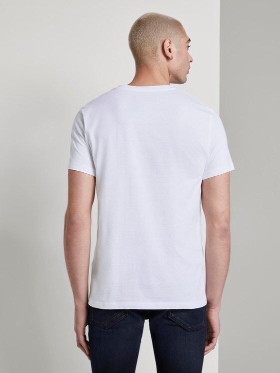 T-shirt with colour blocking stripes - Men - White T-shirt with colour blocking stripes - Men - White - 2 - TOM TAILOR Denim
