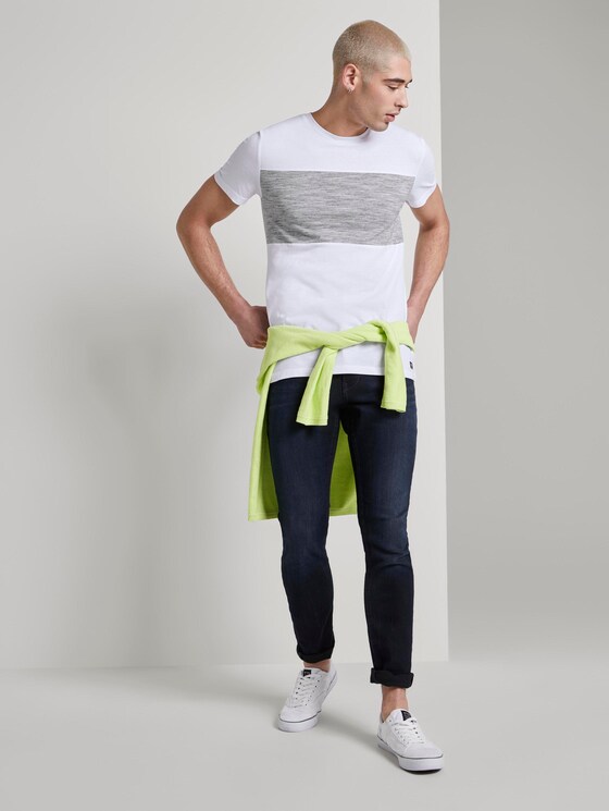 T-shirt with colour blocking stripes - Men - White T-shirt with colour blocking stripes - Men - White - 3 - TOM TAILOR Denim
