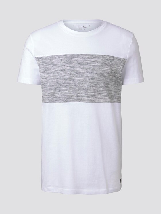 T-shirt with colour blocking stripes - Men - White T-shirt with colour blocking stripes - Men - White - 7 - TOM TAILOR Denim