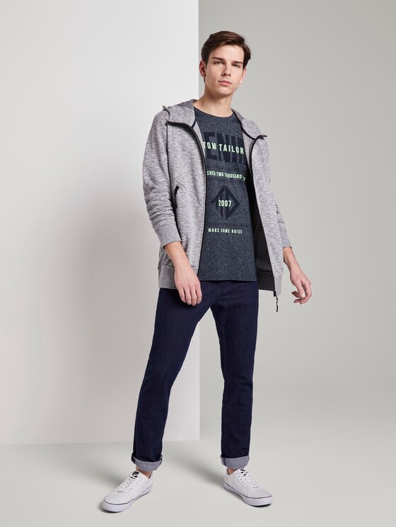 Strukturiertes T-Shirt mit Print - Männer - Sky Captain Blue Non-Solid Strukturiertes T-Shirt mit Print - Männer - Sky Captain Blue Non-Solid - 3 - TOM TAILOR Denim