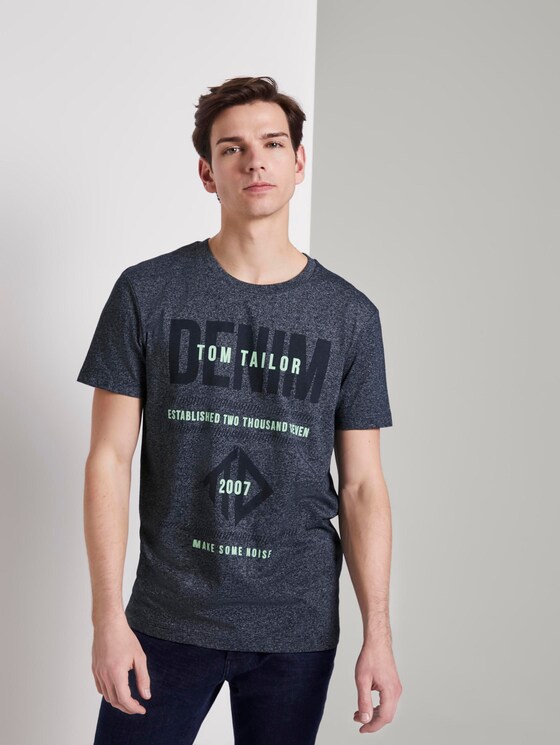 Strukturiertes T-Shirt mit Print - Männer - Sky Captain Blue Non-Solid Strukturiertes T-Shirt mit Print - Männer - Sky Captain Blue Non-Solid - 5 - TOM TAILOR Denim