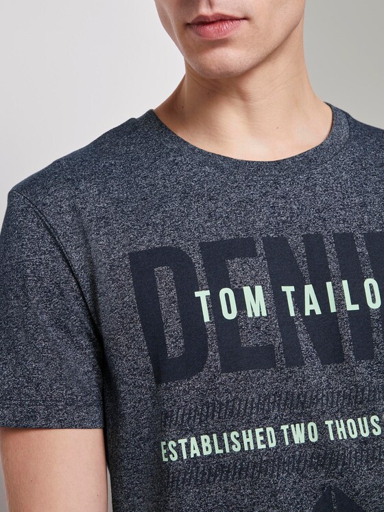 Strukturiertes T-Shirt mit Print - Männer - Sky Captain Blue Non-Solid Strukturiertes T-Shirt mit Print - Männer - Sky Captain Blue Non-Solid - 9 - TOM TAILOR Denim