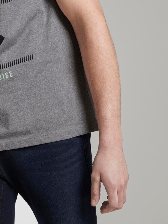 Strukturiertes T-Shirt mit Print - Männer - white melange Strukturiertes T-Shirt mit Print - Männer - white melange - 10 - TOM TAILOR Denim
