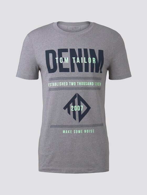 Strukturiertes T-Shirt mit Print - Männer - white melange Strukturiertes T-Shirt mit Print - Männer - white melange - 7 - TOM TAILOR Denim