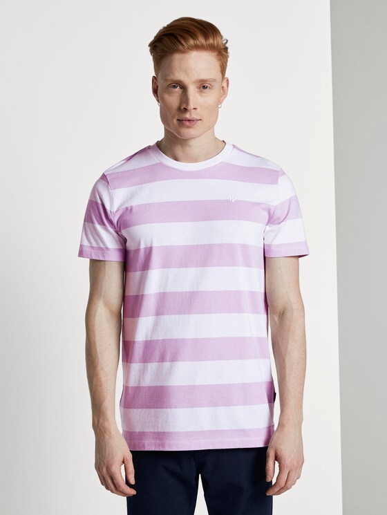 Gestreiftes T-Shirt - Männer - lilac block stripe Gestreiftes T-Shirt - Männer - lilac block stripe - 1 - TOM TAILOR Denim