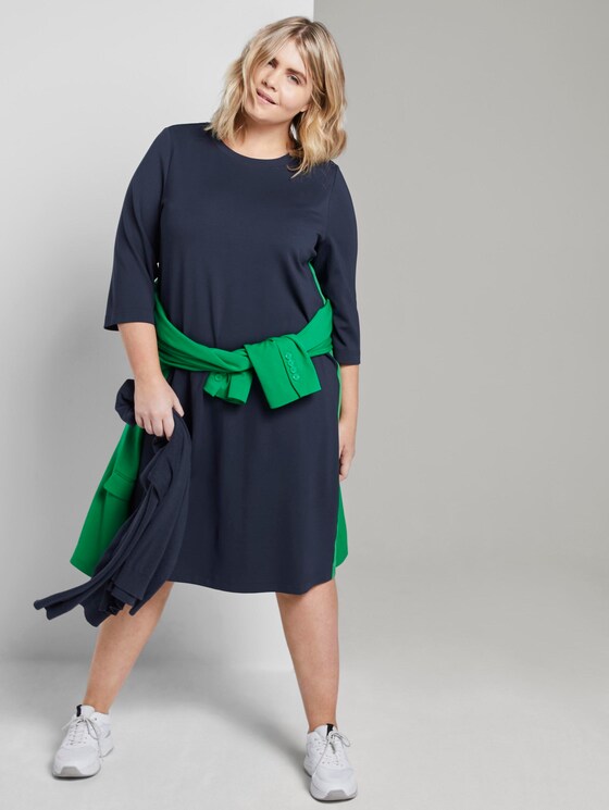 Dress with contrast tape - Women - Real Navy Blue Dress with contrast tape - Women - Real Navy Blue - 3 - My True Me
