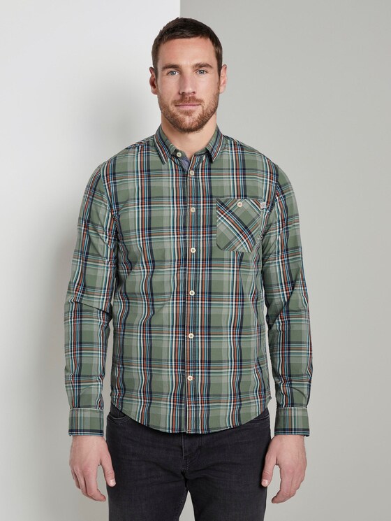 Kariertes Hemd - Männer - olive base blue check Kariertes Hemd - Männer - olive base blue check - 1 - TOM TAILOR