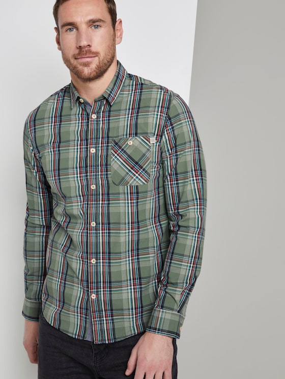 Kariertes Hemd - Männer - olive base blue check Kariertes Hemd - Männer - olive base blue check - 5 - TOM TAILOR
