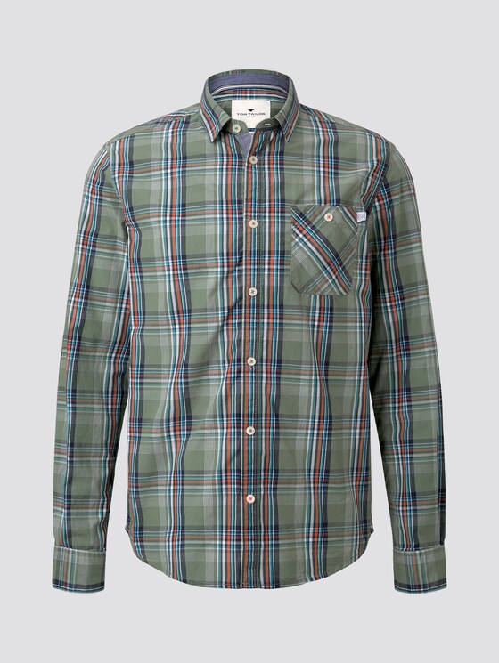 Kariertes Hemd - Männer - olive base blue check Kariertes Hemd - Männer - olive base blue check - 7 - TOM TAILOR