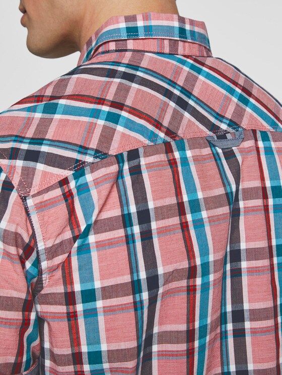 Kariertes Kurzarmhemd - Männer - red fil a fil blue check Kariertes Kurzarmhemd - Männer - red fil a fil blue check - 10 - TOM TAILOR
