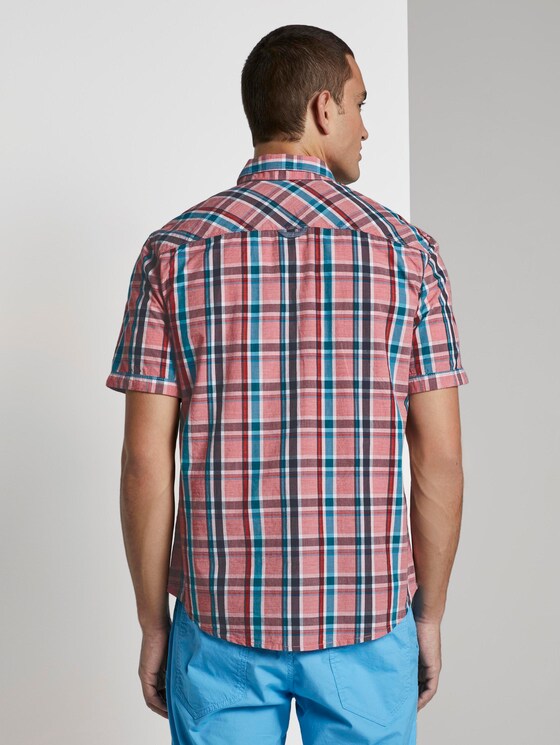 Kariertes Kurzarmhemd - Männer - red fil a fil blue check Kariertes Kurzarmhemd - Männer - red fil a fil blue check - 2 - TOM TAILOR