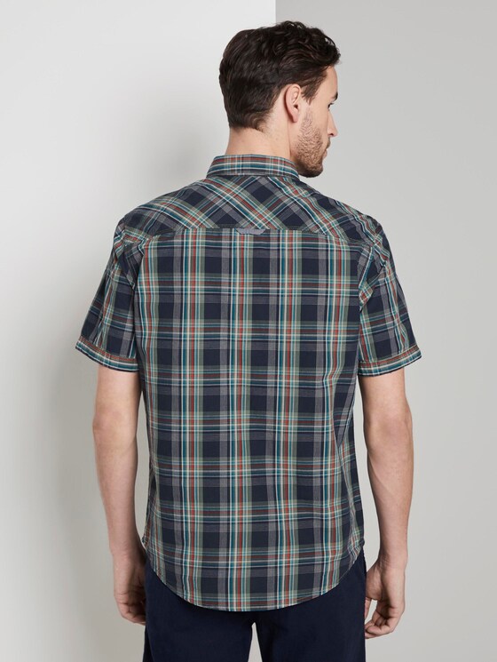 Checked short-sleeved shirt - Men - navy base olive check Checked short-sleeved shirt - Men - navy base olive check - 2 - TOM TAILOR