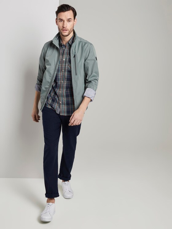 Checked short-sleeved shirt - Men - navy base olive check Checked short-sleeved shirt - Men - navy base olive check - 3 - TOM TAILOR