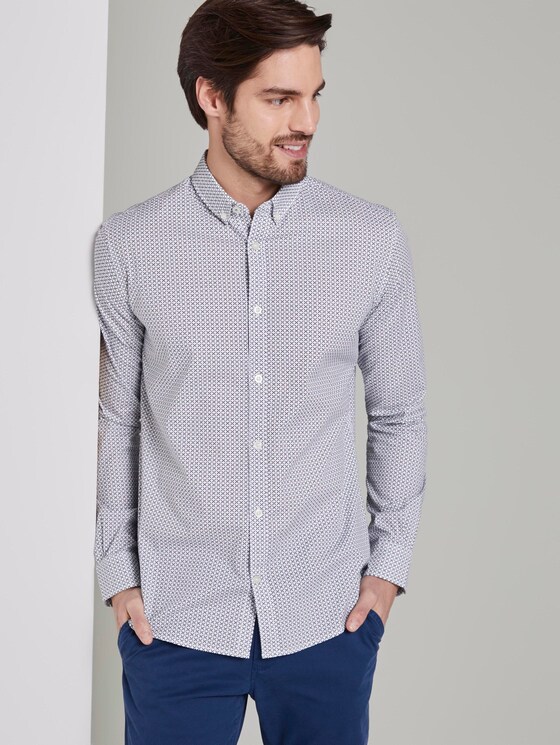 Gemustertes Hemd - Männer - white navy geometric design Gemustertes Hemd - Männer - white navy geometric design - 5 - TOM TAILOR