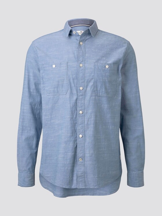 Feines Hemd mit Brusttaschen - Männer - denim blue slub chambray Feines Hemd mit Brusttaschen - Männer - denim blue slub chambray - 7 - TOM TAILOR