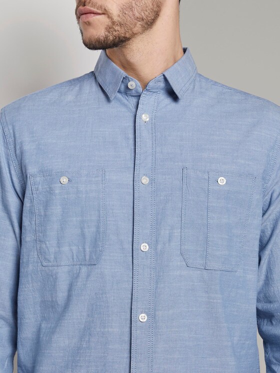 Feines Hemd mit Brusttaschen - Männer - denim blue slub chambray Feines Hemd mit Brusttaschen - Männer - denim blue slub chambray - 9 - TOM TAILOR