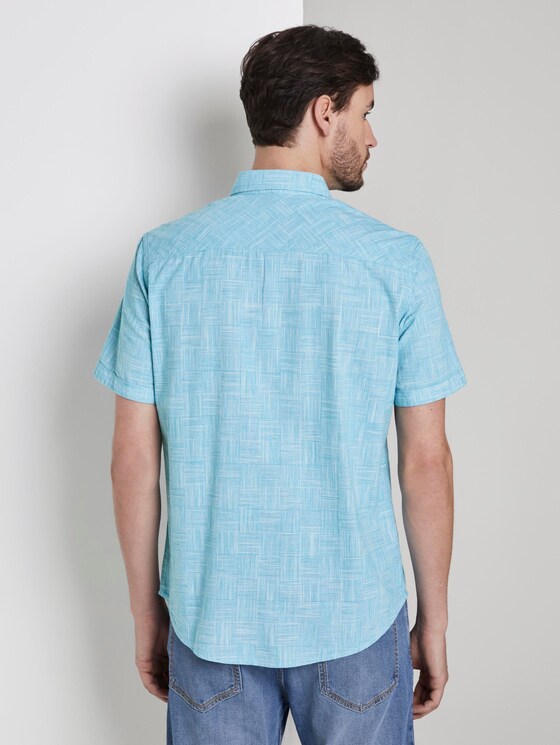 Fine short-sleeved shirt - Men - teal blue fil a fil check Fine short-sleeved shirt - Men - teal blue fil a fil check - 2 - TOM TAILOR