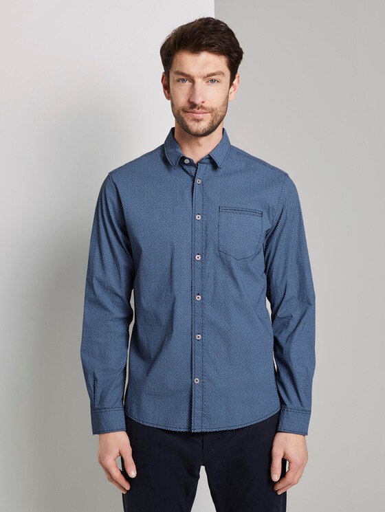 Gemustertes Hemd - Männer - navy lightblue zickzack design Gemustertes Hemd - Männer - navy lightblue zickzack design - 1 - TOM TAILOR
