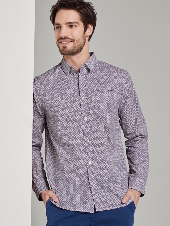 Patterned shirt - Men - white red geometrical design Patterned shirt - Men - white red geometrical design - 5 - TOM TAILOR