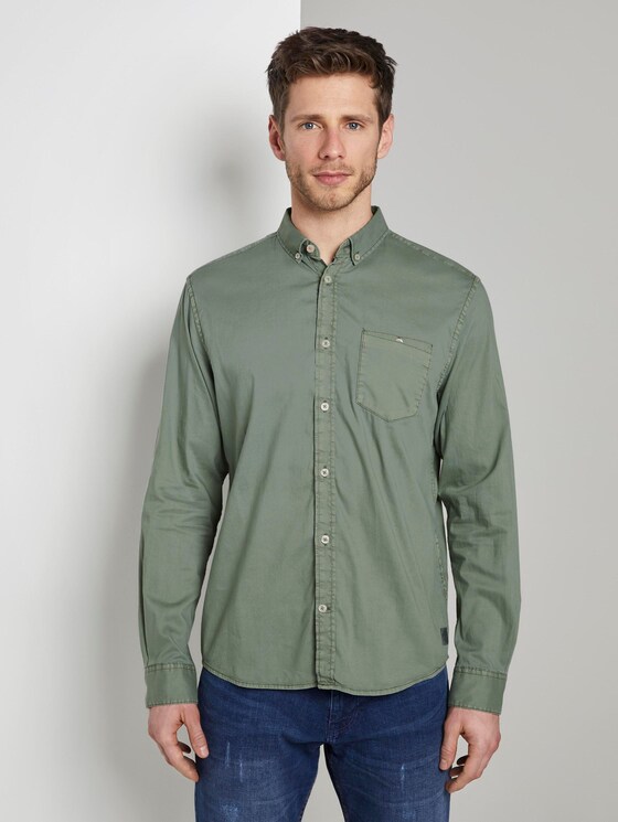 Oxford Hemd mit Brusttasche - Männer - Pale Bark Green Oxford Hemd mit Brusttasche - Männer - Pale Bark Green - 1 - TOM TAILOR