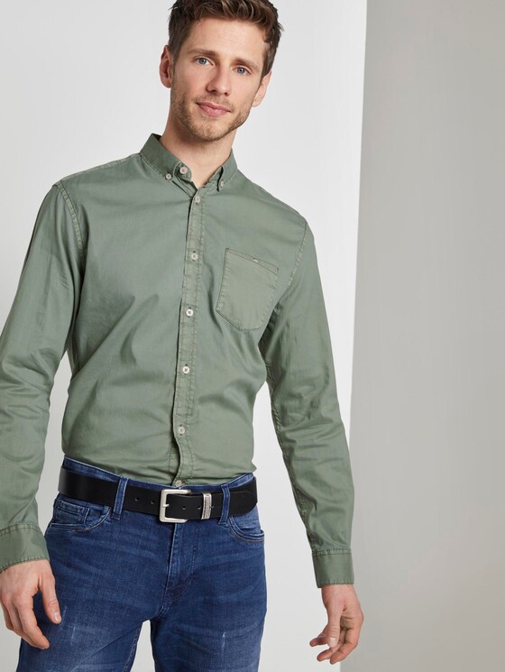 Oxford Hemd mit Brusttasche - Männer - Pale Bark Green Oxford Hemd mit Brusttasche - Männer - Pale Bark Green - 5 - TOM TAILOR