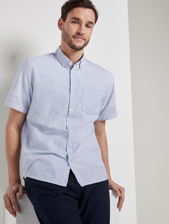Strukturiertes Kurzarmhemd mit Streifen - Männer - light blue white dobby stripe Strukturiertes Kurzarmhemd mit Streifen - Männer - light blue white dobby stripe - 5 - TOM TAILOR