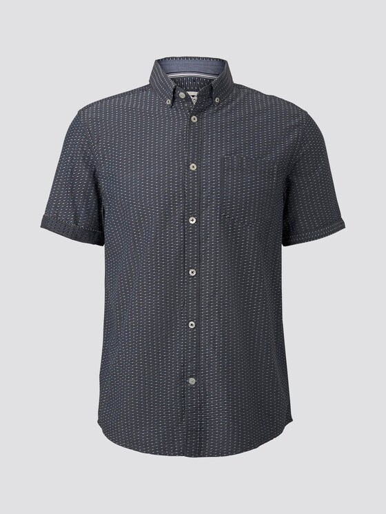 Strukturiertes Kurzarmhemd mit Streifen - Männer - navy light blue dobby stripe Strukturiertes Kurzarmhemd mit Streifen - Männer - navy light blue dobby stripe - 7 - TOM TAILOR