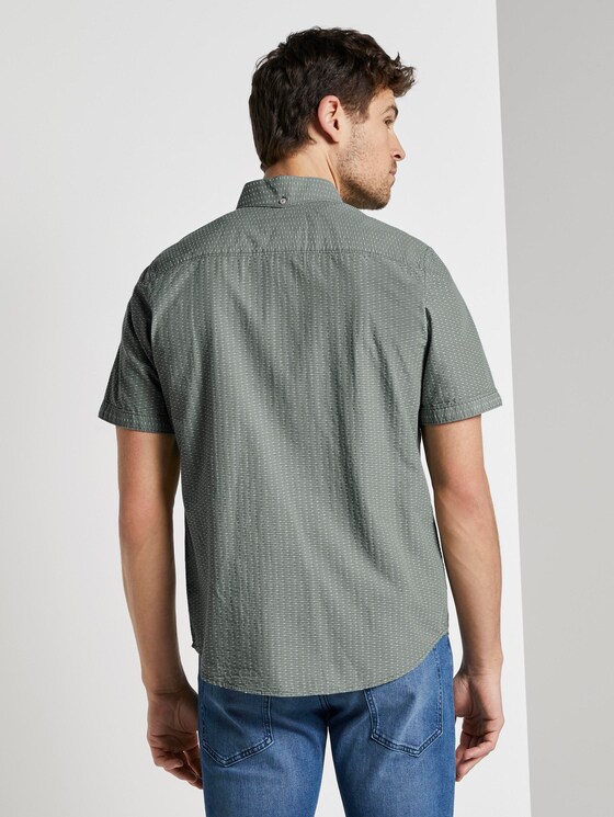 Strukturiertes Kurzarmhemd mit Streifen - Männer - olive white dobby stripe Strukturiertes Kurzarmhemd mit Streifen - Männer - olive white dobby stripe - 2 - TOM TAILOR